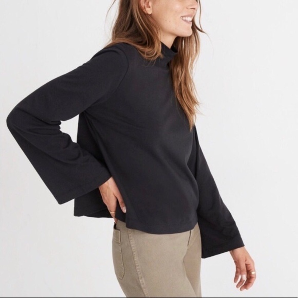 Madewell Crop Bell-sleeve Mockneck Shirt